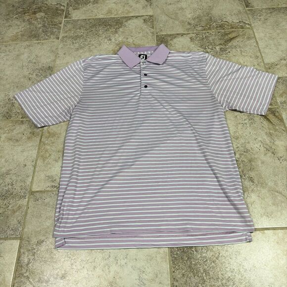 Footjoy Golf Polo Shirt Mens XL Striped Performance Short Sleeve Memorial - Picture 1 of 9